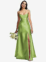 Alt View 1 Thumbnail - Mojito Open Neckline Cutout Satin Twill A-Line Gown with Pockets