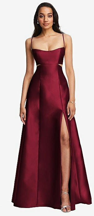 burgundy satin dress