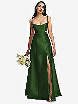 Alt View 1 Thumbnail - Celtic Open Neckline Cutout Satin Twill A-Line Gown with Pockets