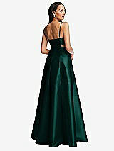 Rear View Thumbnail - Evergreen Open Neckline Cutout Satin Twill A-Line Gown with Pockets