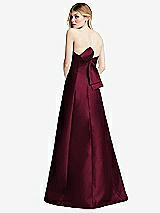 Front View Thumbnail - Cabernet Strapless A-line Satin Gown with Modern Bow Detail
