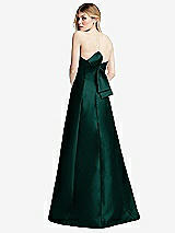 Front View Thumbnail - Evergreen Strapless A-line Satin Gown with Modern Bow Detail