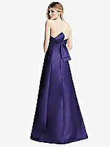 Front View Thumbnail - Grape Strapless A-line Satin Gown with Modern Bow Detail