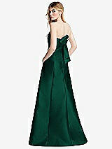 Side View Thumbnail - Hunter Green Strapless A-line Satin Gown with Modern Bow Detail