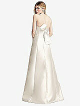 Front View Thumbnail - Ivory Strapless A-line Satin Gown with Modern Bow Detail