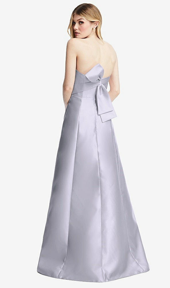 Front View - Silver Dove Strapless A-line Satin Gown with Modern Bow Detail