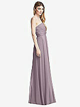 Side View Thumbnail - Lilac Dusk Shirred Bodice Strapless Chiffon Maxi Dress with Optional Straps