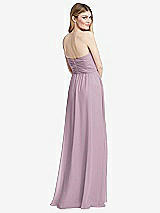 Rear View Thumbnail - Suede Rose Shirred Bodice Strapless Chiffon Maxi Dress with Optional Straps