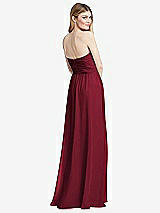 Rear View Thumbnail - Burgundy Shirred Bodice Strapless Chiffon Maxi Dress with Optional Straps