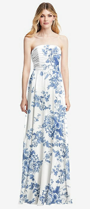 Flutter Sleeve Cutout Tie-back Maxi Bridesmaid Dress With Tiered Ruffle  Skirt In Cottage Rose Dusk Blue