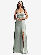 Alt View 1 Thumbnail - Willow Green Bustier A-Line Maxi Dress with Adjustable Spaghetti Straps
