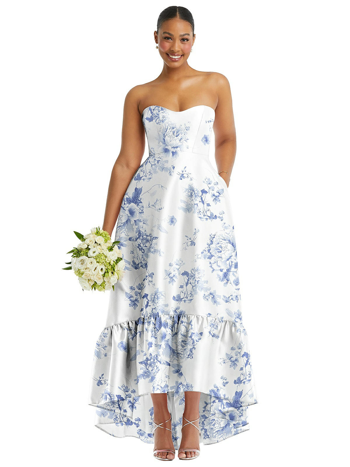 Strapless floral hotsell maxi dress