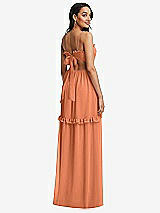 Rear View Thumbnail - Sweet Melon Ruffle-Trimmed Cutout Tie-Back Maxi Dress with Tiered Skirt