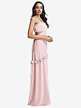 Side View Thumbnail - Ballet Pink Ruffle-Trimmed Cutout Tie-Back Maxi Dress with Tiered Skirt
