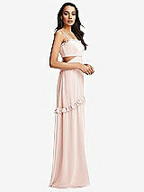 Side View Thumbnail - Blush Ruffle-Trimmed Cutout Tie-Back Maxi Dress with Tiered Skirt