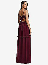 Rear View Thumbnail - Cabernet Ruffle-Trimmed Cutout Tie-Back Maxi Dress with Tiered Skirt