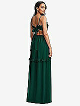 Rear View Thumbnail - Hunter Green Ruffle-Trimmed Cutout Tie-Back Maxi Dress with Tiered Skirt