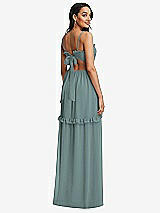 Rear View Thumbnail - Icelandic Ruffle-Trimmed Cutout Tie-Back Maxi Dress with Tiered Skirt