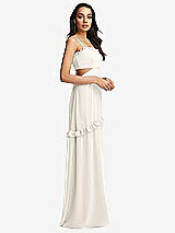 Side View Thumbnail - Ivory Ruffle-Trimmed Cutout Tie-Back Maxi Dress with Tiered Skirt