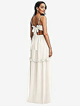 Rear View Thumbnail - Ivory Ruffle-Trimmed Cutout Tie-Back Maxi Dress with Tiered Skirt