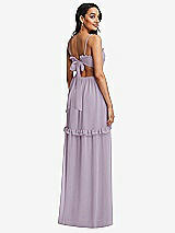 Rear View Thumbnail - Lilac Haze Ruffle-Trimmed Cutout Tie-Back Maxi Dress with Tiered Skirt
