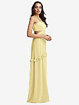 Side View Thumbnail - Pale Yellow Ruffle-Trimmed Cutout Tie-Back Maxi Dress with Tiered Skirt