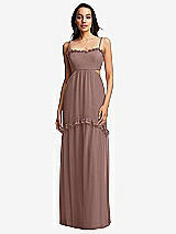 Front View Thumbnail - Sienna Ruffle-Trimmed Cutout Tie-Back Maxi Dress with Tiered Skirt