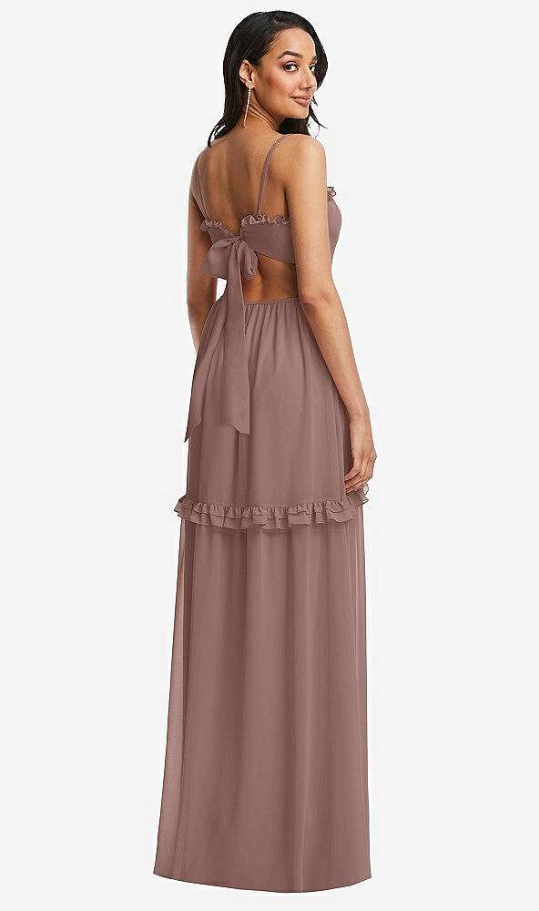 Back View - Sienna Ruffle-Trimmed Cutout Tie-Back Maxi Dress with Tiered Skirt