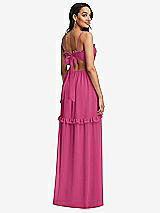 Rear View Thumbnail - Tea Rose Ruffle-Trimmed Cutout Tie-Back Maxi Dress with Tiered Skirt