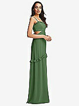Side View Thumbnail - Vineyard Green Ruffle-Trimmed Cutout Tie-Back Maxi Dress with Tiered Skirt