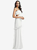 Side View Thumbnail - White Ruffle-Trimmed Cutout Tie-Back Maxi Dress with Tiered Skirt