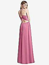 Rear View Thumbnail - Orchid Pink Halter Cross-Strap Gathered Tie-Back Cutout Maxi Dress