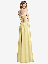 Rear View Thumbnail - Pale Yellow Halter Cross-Strap Gathered Tie-Back Cutout Maxi Dress