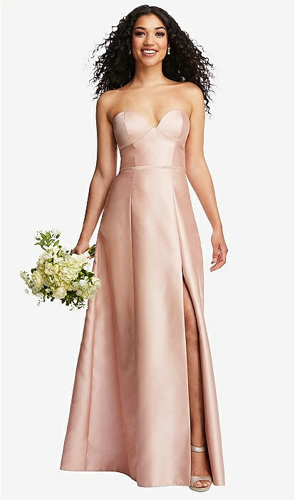 Satin gown with clearance slit