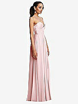 Side View Thumbnail - Ballet Pink Plunging V-Neck Criss Cross Strap Back Maxi Dress