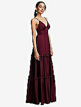 Side View Thumbnail - Cabernet Low-Back Triangle Maxi Dress with Ruffle-Trimmed Tiered Skirt
