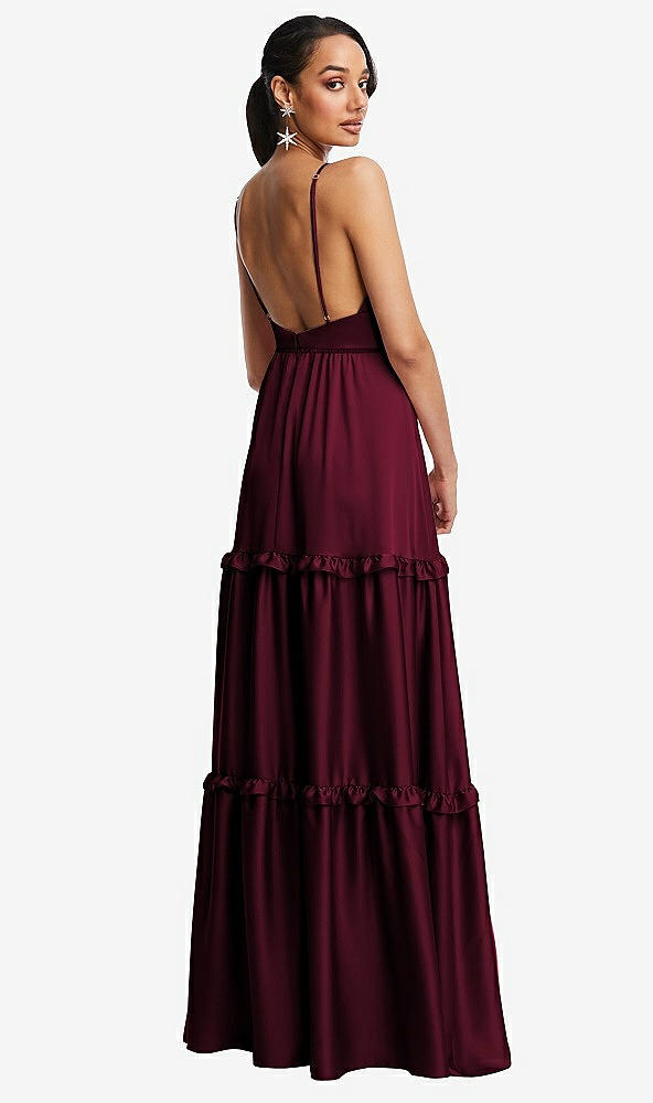Back View - Cabernet Low-Back Triangle Maxi Dress with Ruffle-Trimmed Tiered Skirt