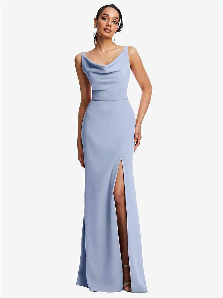 Pale blue velvet cowl neck maxi dress sale