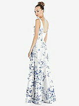 Rear View Thumbnail - Cottage Rose Larkspur Sleeveless Square-Neck Princess Line Floral Gown with Pockets