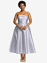 Alt View 1 Thumbnail - Silver Dove Cuffed Strapless Satin Twill Midi Dress with Full Skirt and Pockets