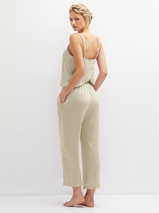 Whisper Satin Wide-leg Lounge Pants With Pockets In Champagne