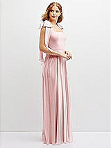 Side View Thumbnail - Ballet Pink Bow Shoulder Square Neck Chiffon Maxi Dress