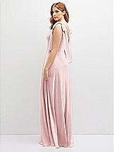 Rear View Thumbnail - Ballet Pink Bow Shoulder Square Neck Chiffon Maxi Dress