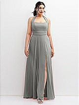 Front View Thumbnail - Chelsea Gray Chiffon Convertible Maxi Dress with Multi-Way Tie Straps