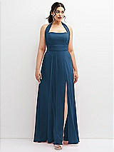 Front View Thumbnail - Dusk Blue Chiffon Convertible Maxi Dress with Multi-Way Tie Straps