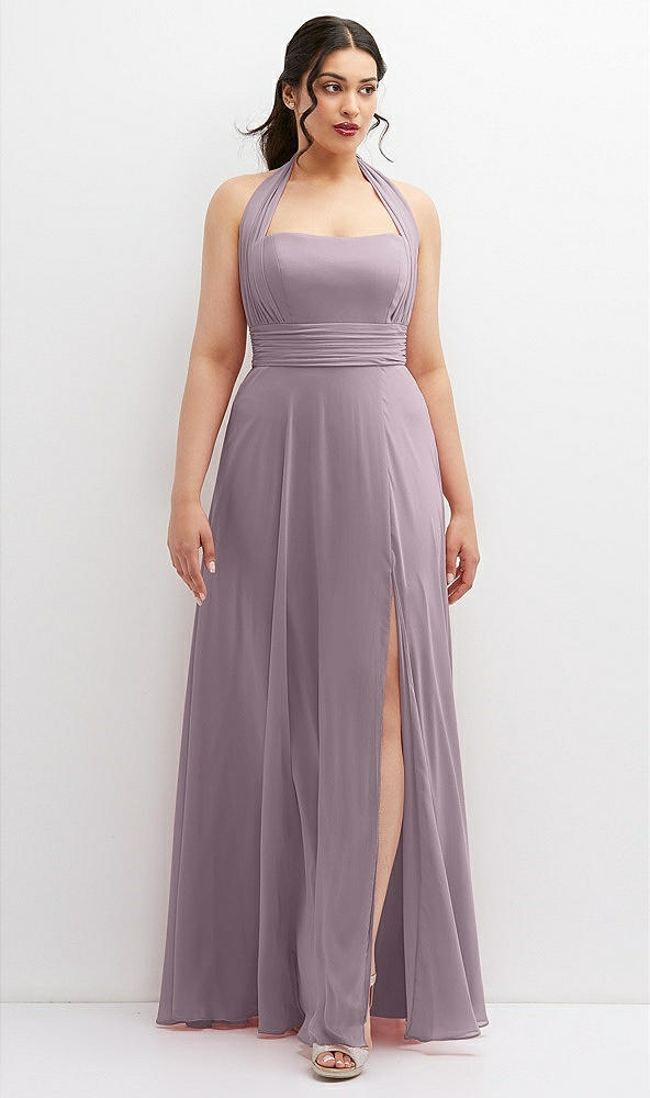 Front View - Lilac Dusk Chiffon Convertible Maxi Dress with Multi-Way Tie Straps
