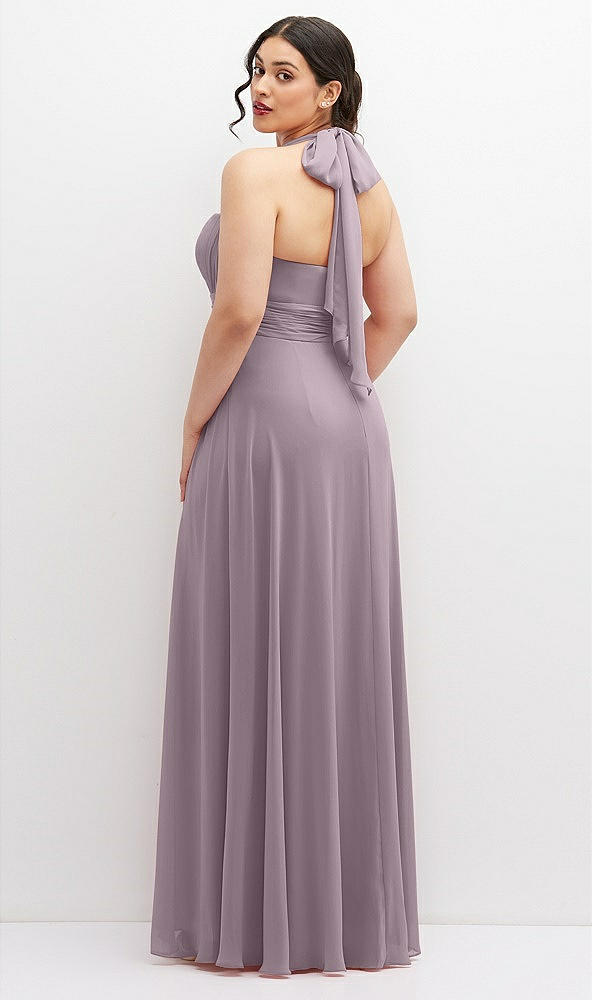 Back View - Lilac Dusk Chiffon Convertible Maxi Dress with Multi-Way Tie Straps