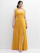 Front View Thumbnail - NYC Yellow Chiffon Convertible Maxi Dress with Multi-Way Tie Straps