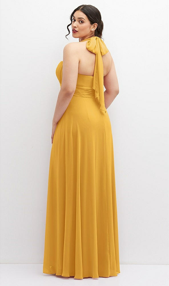 Back View - NYC Yellow Chiffon Convertible Maxi Dress with Multi-Way Tie Straps