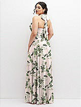 Rear View Thumbnail - Palm Beach Print Chiffon Convertible Maxi Dress with Multi-Way Tie Straps